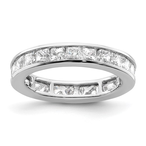 14K White Gold 2 Carat Lab Grown Diamond VS+ F+ Princess Complete Channel Set Eternity Band, Size 5