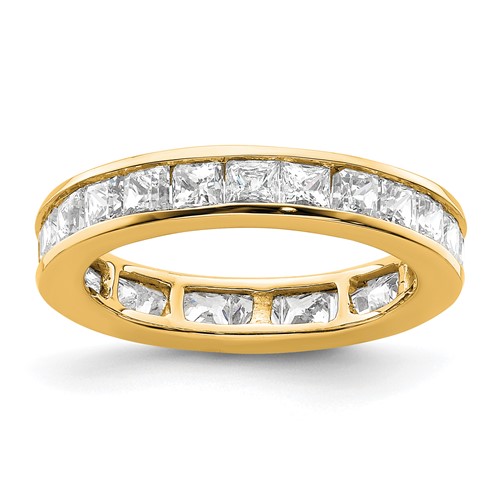 14K Yellow Gold 2 Carat Lab Grown Diamond VS+ F+ Princess Complete Channel Set Eternity Band, Size 5
