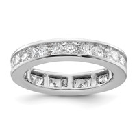 14K White Gold 2 Carat Lab Grown Diamond VS+ F+ Princess Complete Channel Set Eternity Band view 1
