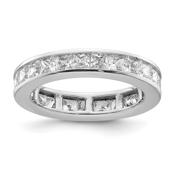14k White Gold 2 carat Lab Grown Diamond VS+ F+ Princess Complete Channel Set Size 6.5 Eternity Band
