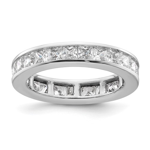 14K White Gold 2 Carat Lab Grown Diamond VS+ F+ Princess Complete Channel Set Eternity Band, Size 6.5