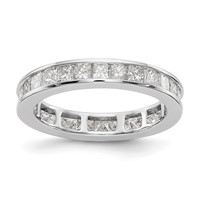 14K White Gold 2 Carat Lab Grown Diamond VS+ F+ Princess Complete Channel Set Eternity Band view 1