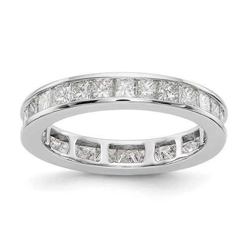 14K White Gold 2 Carat Lab Grown Diamond VS+ F+ Princess Complete Channel Set Eternity Band, Size 7.5
