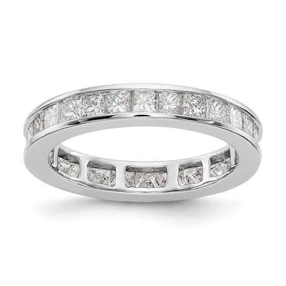 14k White Gold 2 carat Lab Grown Diamond VS+ F+ Princess Complete Channel Set Size 7.5 Eternity Band