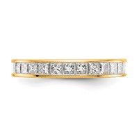 14K Yellow Gold 2 Carat Lab Grown Diamond VS+ F+ Princess Complete Channel Set Eternity Band view 3