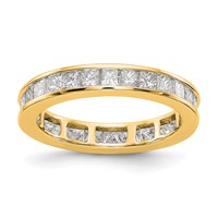 14K Yellow Gold 2 Carat Lab Grown Diamond VS+ F+ Princess Complete Channel Set Eternity Band view 1