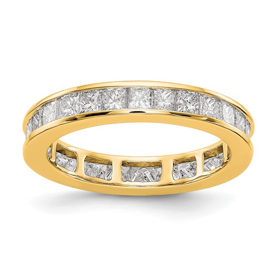 14k 2 carat Lab Grown Diamond VS+ F+ Princess Complete Channel Set Size 7.5 Eternity Band