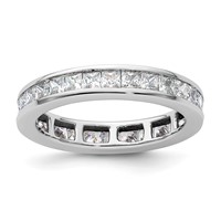 14K White Gold 2 Carat Lab Grown Diamond VS+ F+ Princess Complete Channel Set Eternity Band view 1