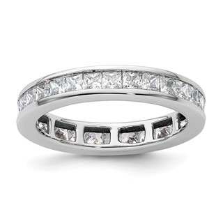 14k White Gold 2 carat Lab Grown Diamond VS+ F+ Princess Complete Channel Set Size 8.5 Eternity Band