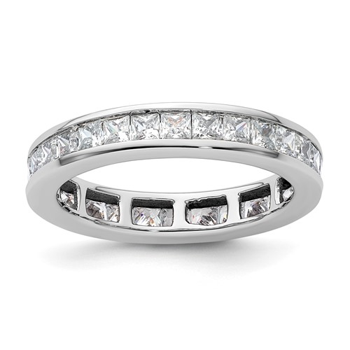 14K White Gold 2 Carat Lab Grown Diamond VS+ F+ Princess Complete Channel Set Eternity Band, Size 8