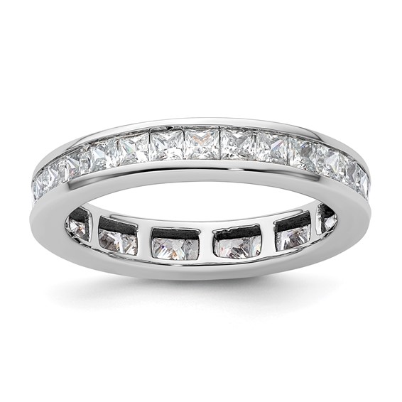 14k White Gold 2 carat Lab Grown Diamond VS+ F+ Princess Complete Channel Set Size 8.5 Eternity Band