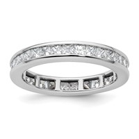 14K White Gold 2 Carat Lab Grown Diamond VS+ F+ Princess Complete Channel Set Eternity Band view 1
