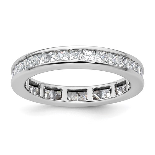 14K White Gold 2 Carat Lab Grown Diamond VS+ F+ Princess Complete Channel Set Eternity Band, Size 9