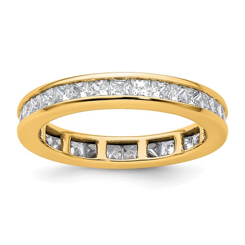 14K Yellow Gold 2 Carat Lab Grown Diamond VS+ F+ Princess Complete Channel Set Eternity Band, Size 9
