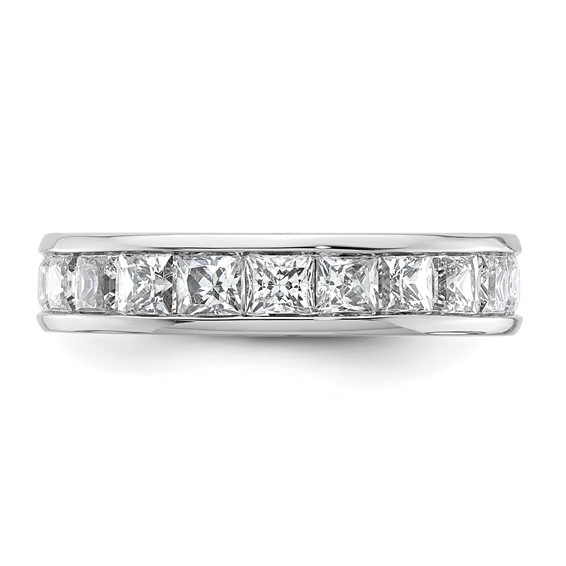 14k White Gold 3 carat Lab Grown Diamond VS+ F+ Princess Complete Channel Set Size 4.5 Eternity Band