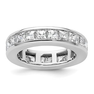 14k White Gold 3 carat Lab Grown Diamond VS+ F+ Princess Complete Channel Set Size 4.5 Eternity Band