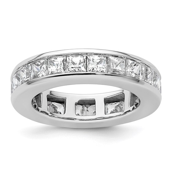 14k White Gold 3 carat Lab Grown Diamond VS+ F+ Princess Complete Channel Set Size 4.5 Eternity Band