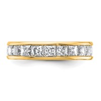 14K Yellow Gold 3 Carat Lab Grown Diamond VS+ F+ Princess Complete Channel Set Eternity Band view 3