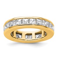 14K Yellow Gold 3 Carat Lab Grown Diamond VS+ F+ Princess Complete Channel Set Eternity Band view 1