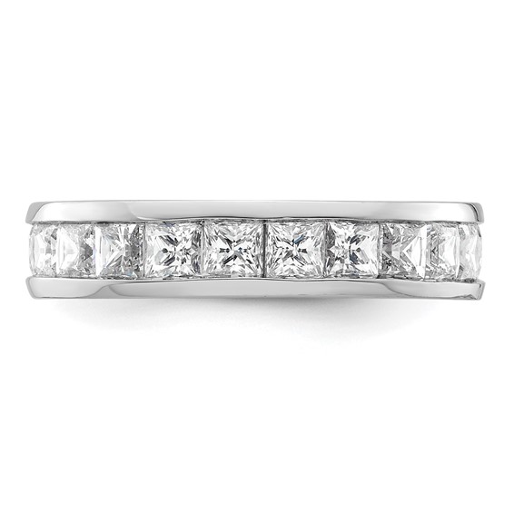 14k White Gold 3 carat Lab Grown Diamond VS+ F+ Princess Complete Channel Set Size 5.5 Eternity Band