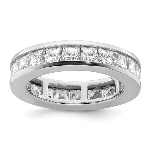 14K White Gold 3 Carat Lab Grown Diamond VS+ F+ Princess Complete Channel Set Eternity Band, Size 5