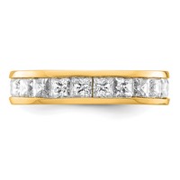 14K Yellow Gold 3 Carat Lab Grown Diamond VS+ F+ Princess Complete Channel Set Eternity Band view 3
