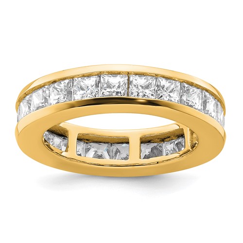 14K Yellow Gold 3 Carat Lab Grown Diamond VS+ F+ Princess Complete Channel Set Eternity Band, Size 5
