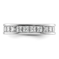 14K White Gold 3 Carat Lab Grown Diamond VS+ F+ Princess Complete Channel Set Eternity Band view 3
