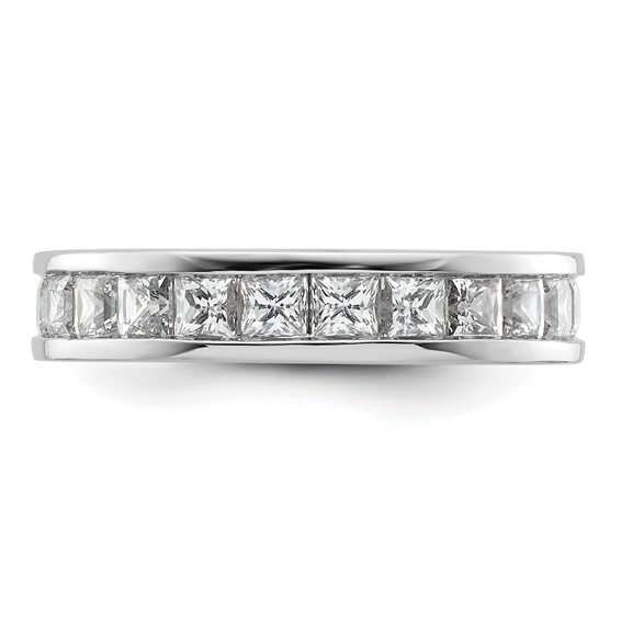 14k White Gold 3 carat Lab Grown Diamond VS+ F+ Princess Complete Channel Set Size 6.5 Eternity Band