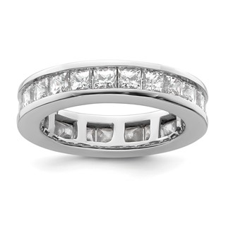 14k White Gold 3 carat Lab Grown Diamond VS+ F+ Princess Complete Channel Set Size 6.5 Eternity Band