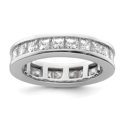 14K White Gold 3 Carat Lab Grown Diamond VS+ F+ Princess Complete Channel Set Eternity Band, Size 6