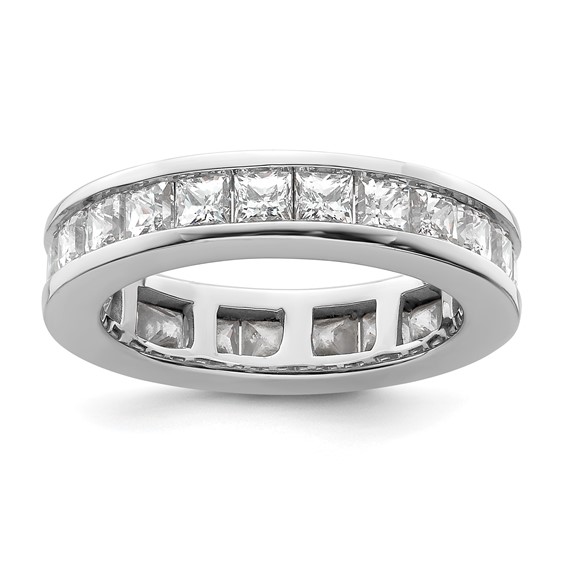 14k White Gold 3 carat Lab Grown Diamond VS+ F+ Princess Complete Channel Set Size 6.5 Eternity Band