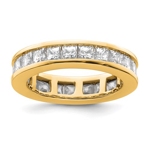 14K Yellow Gold 3 Carat Lab Grown Diamond VS+ F+ Princess Complete Channel Set Eternity Band, Size 6.5