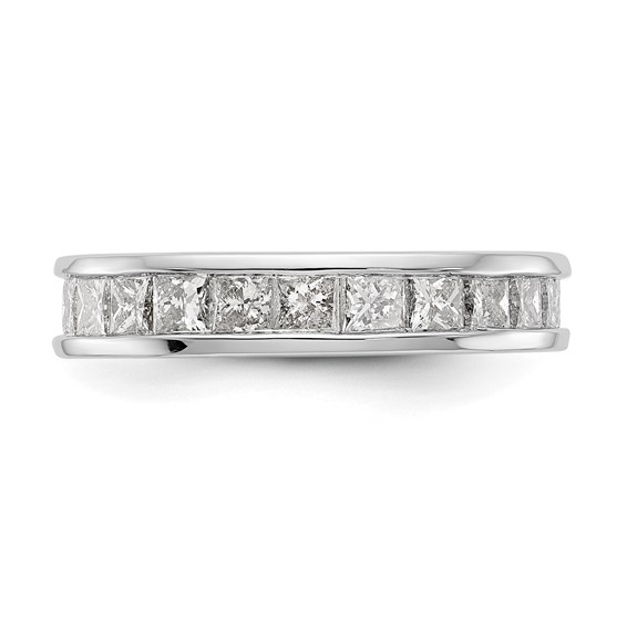 14k White Gold 3 carat Lab Grown Diamond VS+ F+ Princess Complete Channel Set Size 7.5 Eternity Band