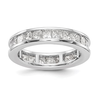 14k White Gold 3 carat Lab Grown Diamond VS+ F+ Princess Complete Channel Set Size 7.5 Eternity Band