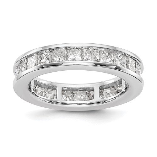 14K White Gold 3 Carat Lab Grown Diamond VS+ F+ Princess Complete Channel Set Eternity Band, Size 7.5