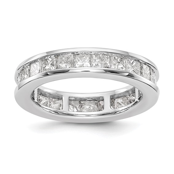 14k White Gold 3 carat Lab Grown Diamond VS+ F+ Princess Complete Channel Set Size 7.5 Eternity Band