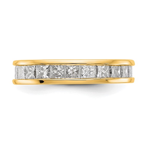 14k 3 carat Lab Grown Diamond VS+ F+ Princess Complete Channel Set Size 7.5 Eternity Band
