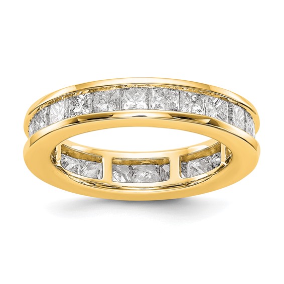 14k 3 carat Lab Grown Diamond VS+ F+ Princess Complete Channel Set Size 7.5 Eternity Band