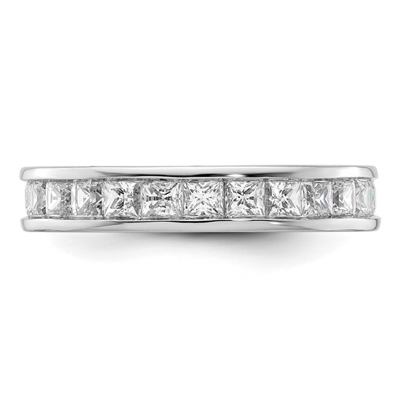14k White Gold 3 carat Lab Grown Diamond VS+ F+ Princess Complete Channel Set Size 8.5 Eternity Band