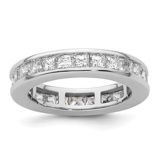 14k White Gold 3 carat Lab Grown Diamond VS+ F+ Princess Complete Channel Set Size 8.5 Eternity Band