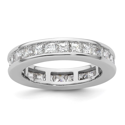 14K White Gold 3 Carat Lab Grown Diamond VS+ F+ Princess Complete Channel Set Eternity Band, Size 8