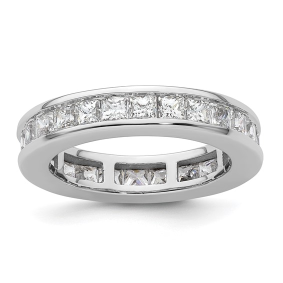 14k White Gold 3 carat Lab Grown Diamond VS+ F+ Princess Complete Channel Set Size 8.5 Eternity Band