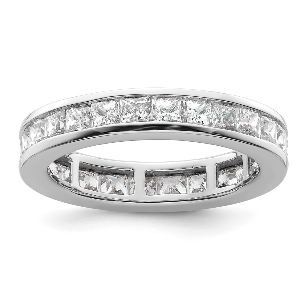 14K White Gold 3 Carat Lab Grown Diamond VS+ F+ Princess Complete Channel Set Eternity Band