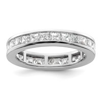 14K White Gold 3 Carat Lab Grown Diamond VS+ F+ Princess Complete Channel Set Eternity Band view 1