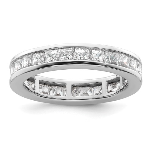 14K White Gold 3 Carat Lab Grown Diamond VS+ F+ Princess Complete Channel Set Eternity Band, Size 9
