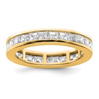 14K Yellow Gold 3 Carat Lab Grown Diamond VS+ F+ Princess Complete Channel Set Eternity Band view 1