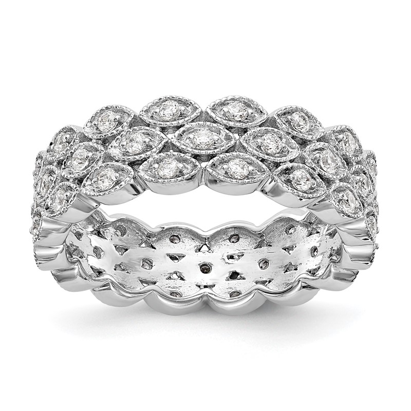 14k White Gold 1/2 carat Lab Grown Diamond VS/SI+ G+ Triple Row Marquise Size 4 Eternity Band