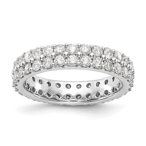 True Origin 14K White Gold 2 Carat Lab Grown Diamond VS+ F+ Complete Double Row Eternity Band, Size 6