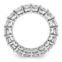 14K White Gold 3.62 Carat Lab Grown Diamond VS SI+ G+ Cushion Complete Eternity Band view 2